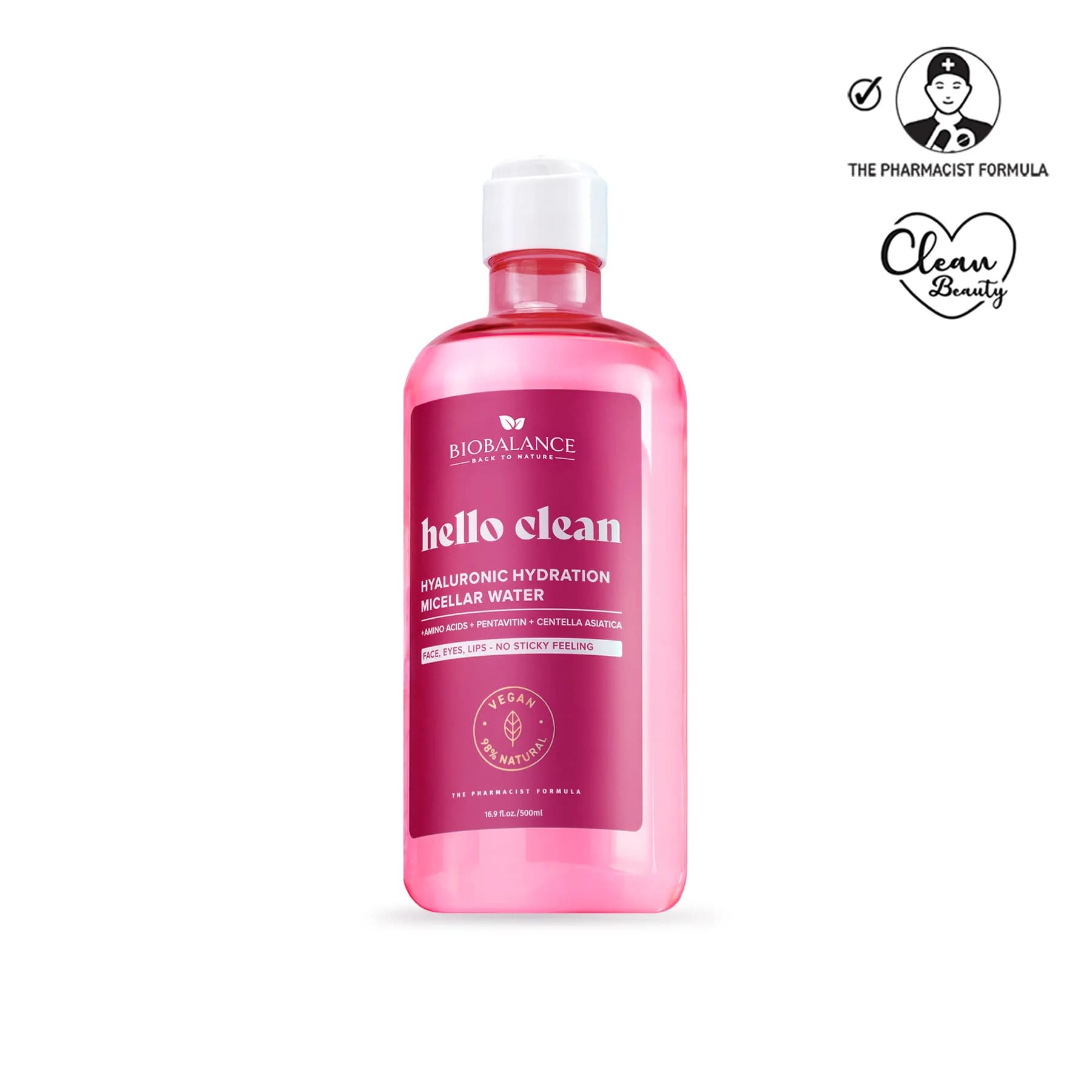 میسلار واتر بایوبالانس BioBalance Hello Clean Hyaluronic Hydration Micellar Water – 500ml — تصویر ۲