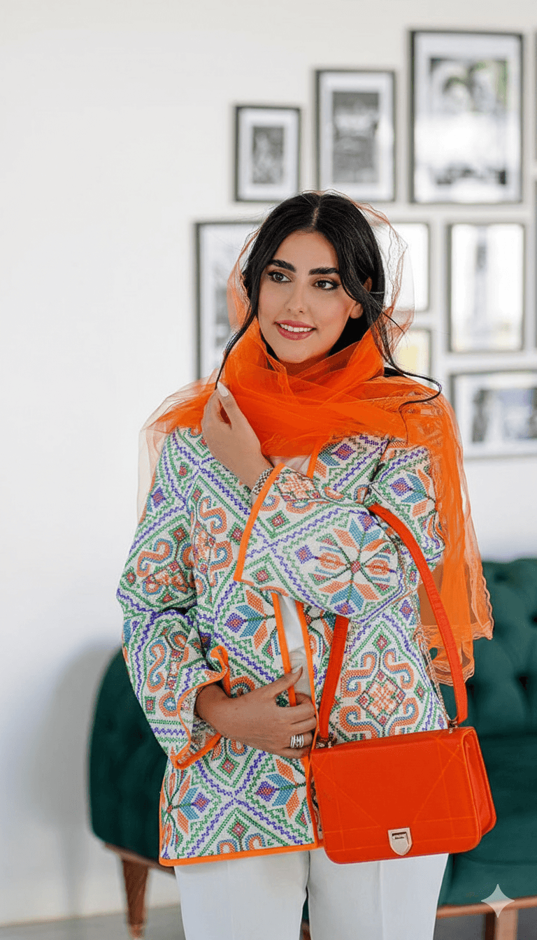 پارچه لینن شماره دوزی مشکی با نقوش چند رنگ — تصویر ۶