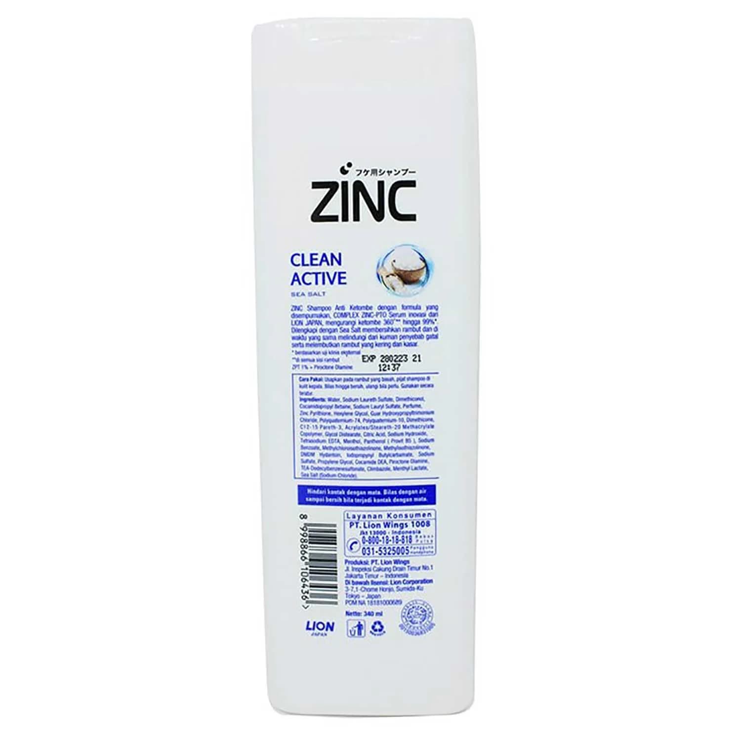 شامپو ضد شوره زینک مدل Clean Active با عصاره نمک دریا حجم 340 میل — تصویر ۴