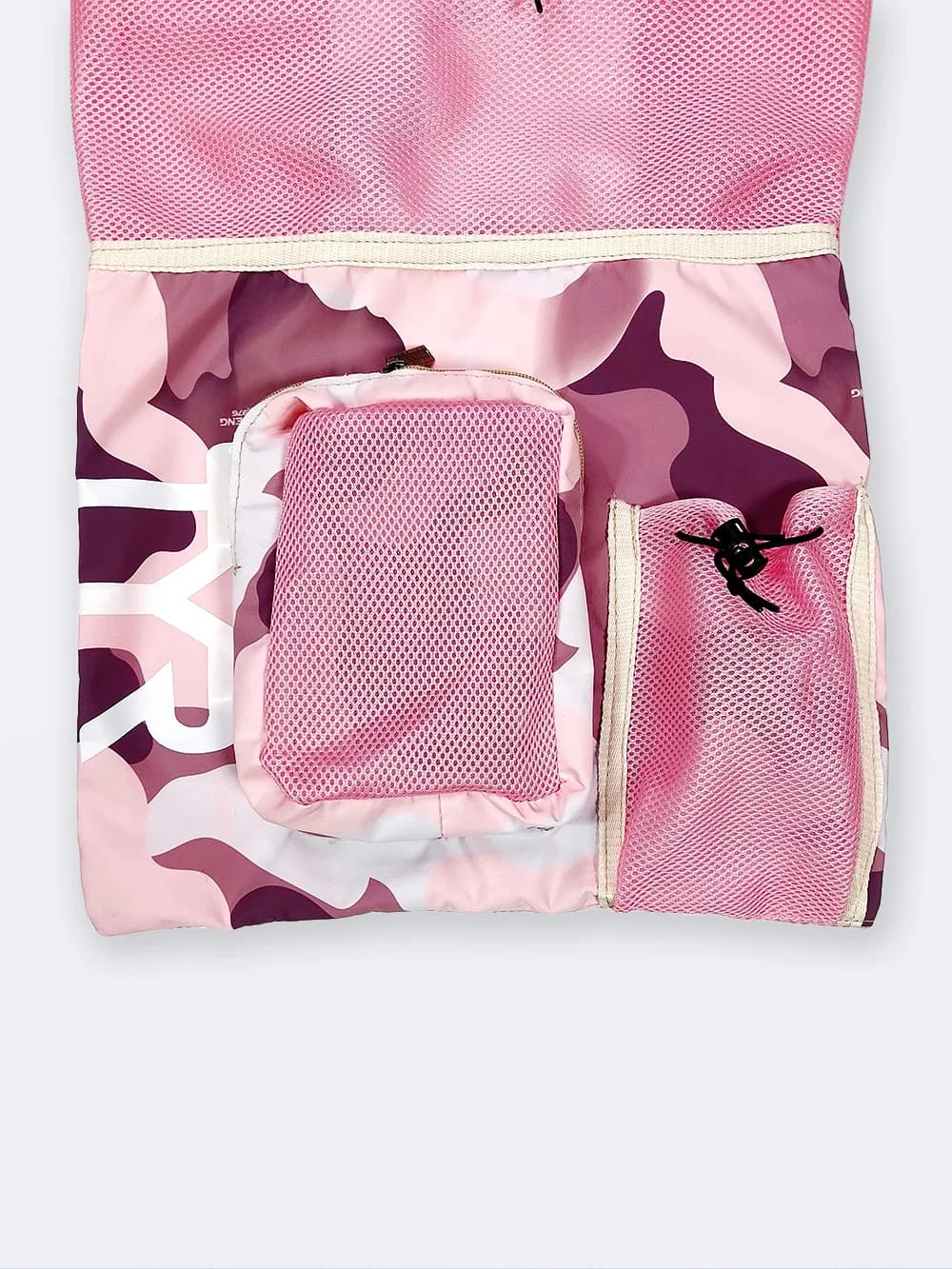 مش بگ ( mesh bag ) برای استخر ، دریا و ساحل جهت خشک شدن سریع وسایل TYR صورتی — تصویر ۶