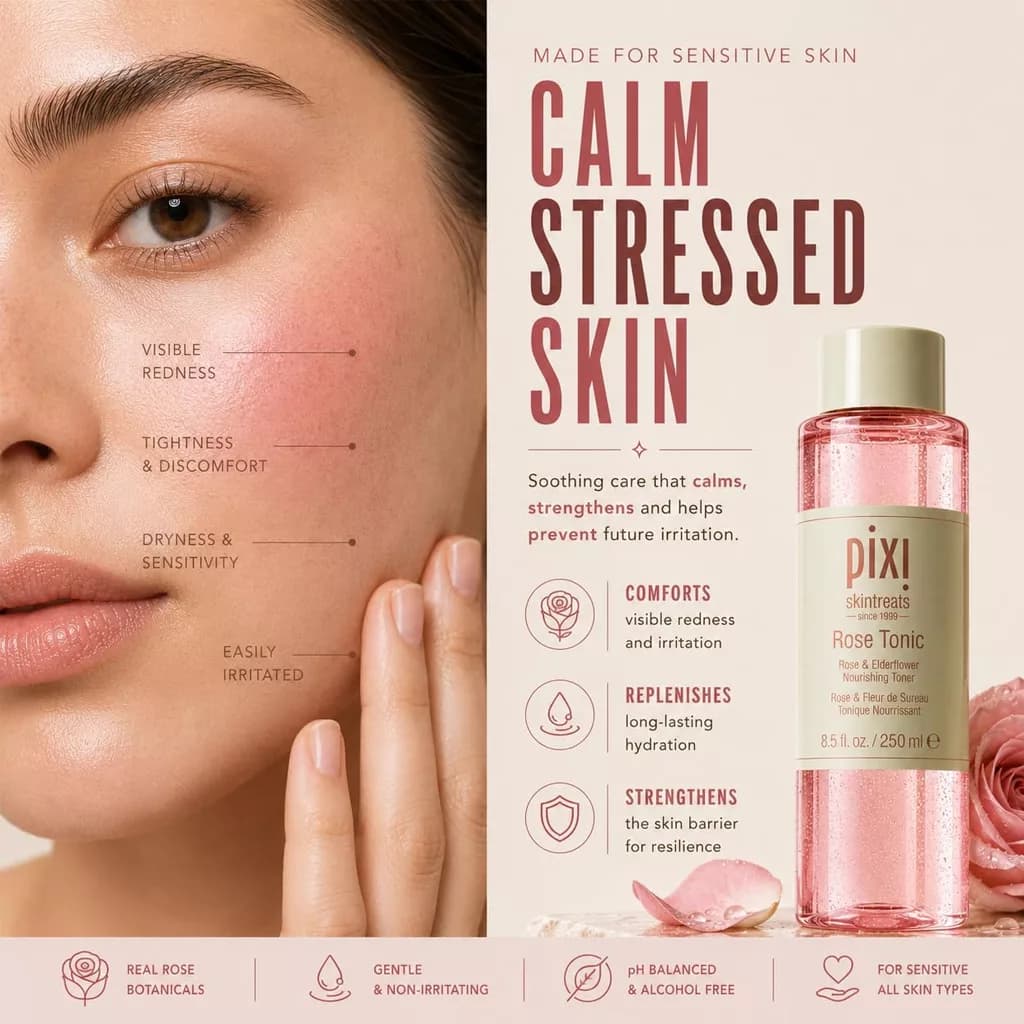 تونر صورت پیکسی | حاوی عصاره رز و گل آقطی Rose Tonic — تصویر ۵
