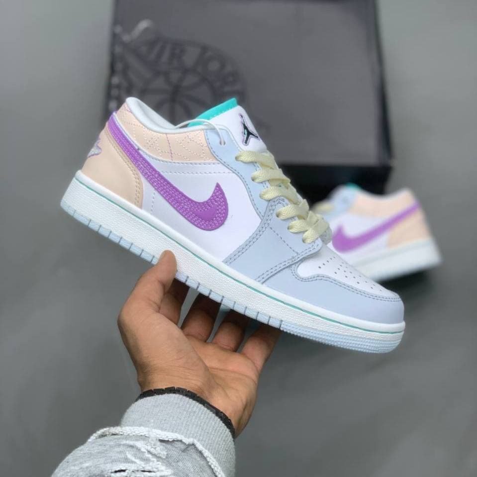 کفش نایک جردن وان سفید بنفش Nike Air Jordan 1 White Purple — تصویر ۲