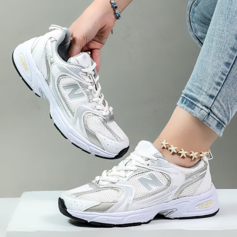 کتونی نیوبالانس 530 سفید نقره ای زنانه 530 new balance کد 67689