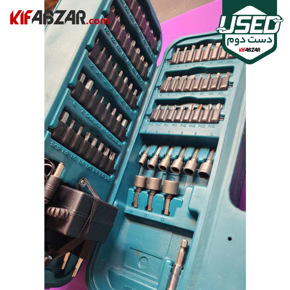 مجموعه 80 پارچه پیچ گوشتی شارژی تاشو 4.8 ولت ماکیتا مدل 6723D دست دوم — تصویر ۳