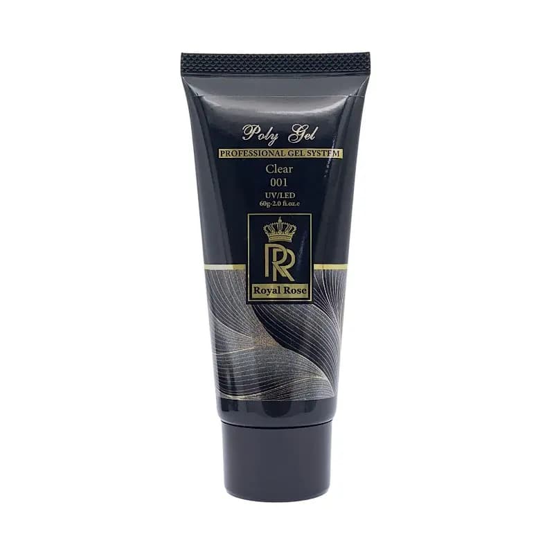 پلی ژل کاشت ناخن رویال رز Royal Rose | رنگ Clear کد 001 | حجم 60 گرم