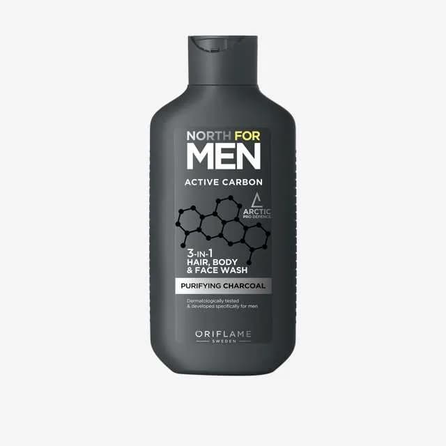 شامپو مو، بدن و صورت اکتیو کربن 3 در 1 نورث فور من اوریفلیم