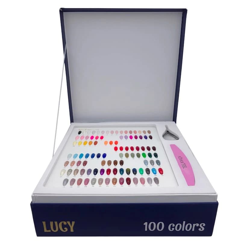 پک ۱۰۰ عددی لاک ژل لوسی LUCY | حجم 10میل | به همراه 🌈پالت رنگ، نیپر و سوهان — تصویر ۵