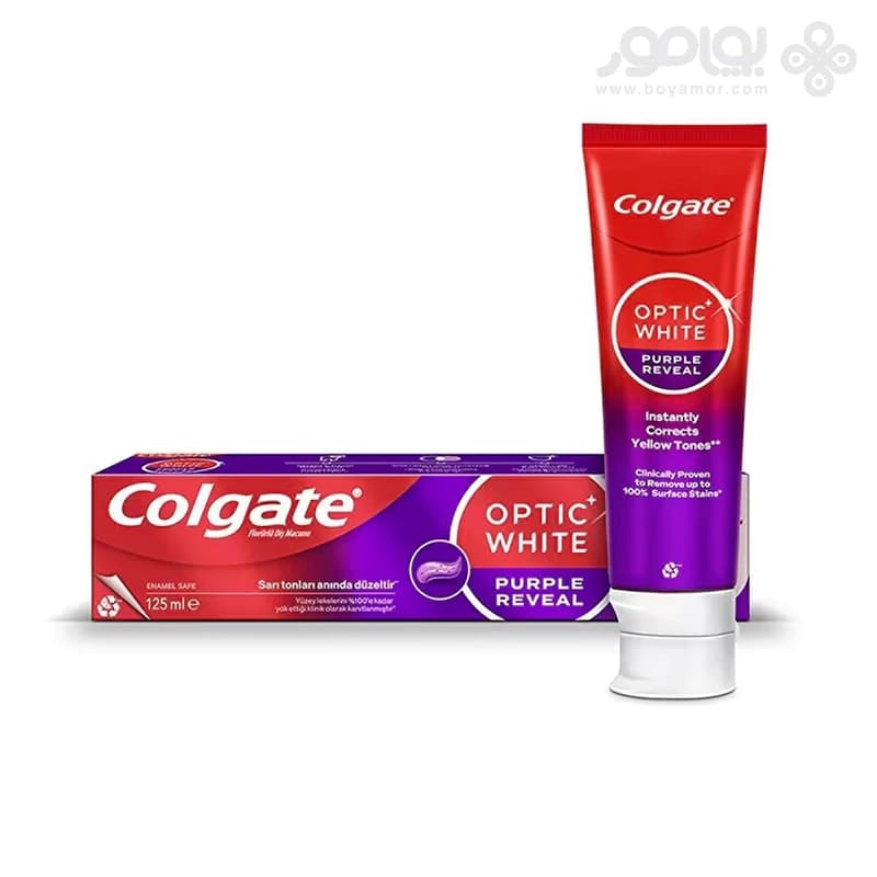 خمیر دندان سفید کننده کلگیت OPTIC WHITE مدل PURPLE WHITE — تصویر ۲