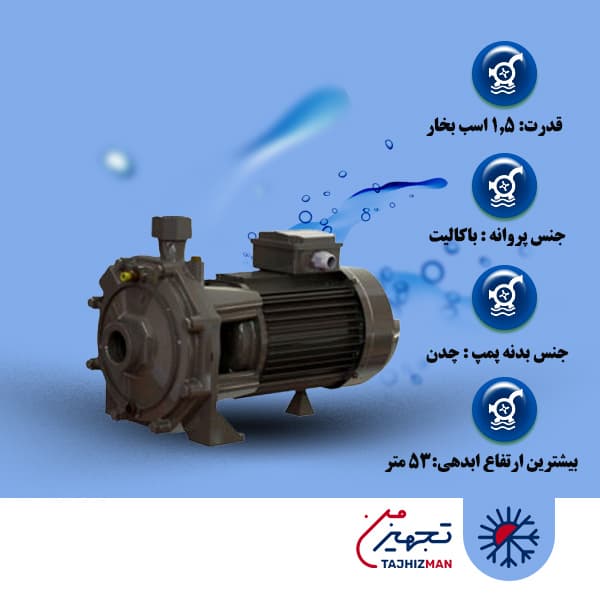 پمپ آب 1.5 اسب بشقابی دو پروانه نوید موتور مدل CB160