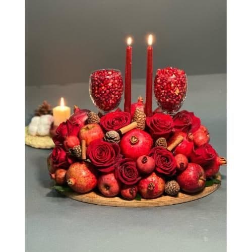 سبد گل شب یلدا برای تبریک به دختر با گلهای شاداب 5059 — تصویر ۲