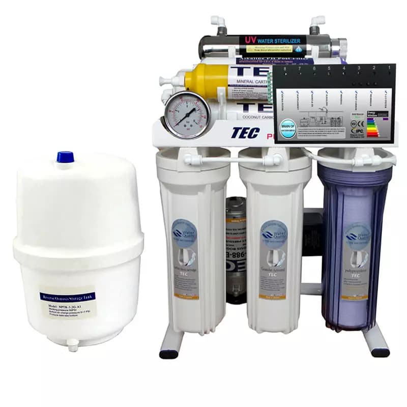 تصفیه آب هوشمند ۸ مرحله ای با ماورابنفش و قلیایی ORP اسمز معکوس تک مدل RO-BRAIN-T290