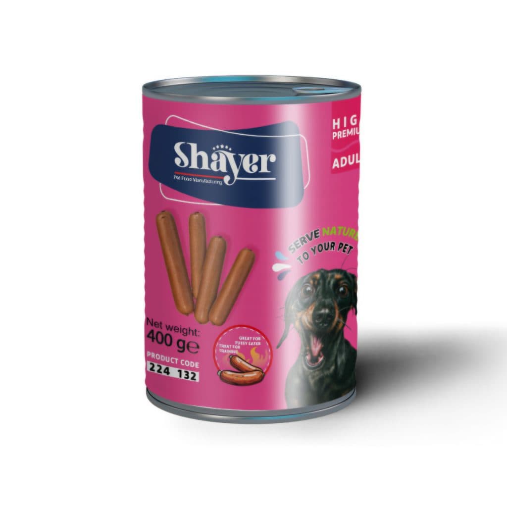 کنسرو سگ شایر با طعم سوسیس دودی 400 گرم Shayer Smoked Sausage Dog Wet Food — تصویر ۲