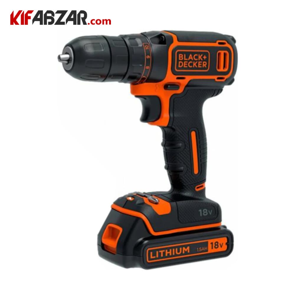 دریل پیچ گوشتی شارژی چکشی 18 ولت بلک اند دکر مدل BDCHD18B2FC-QW