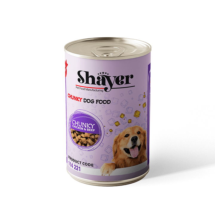 کنسرو چانکی شایر سگ با طعم مرغ و گوشت 400 گرم Shayer Chunky Chicken &amp; Meat Dog Wet Food