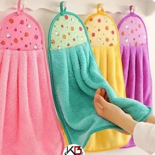 حوله دو طرفه دست و نظافت ماکروفایبر دستمال آویزدار — تصویر ۳