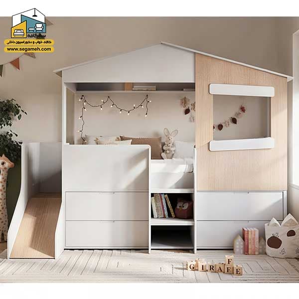 تخت خواب کودک و نوجوان کلبه BCP22