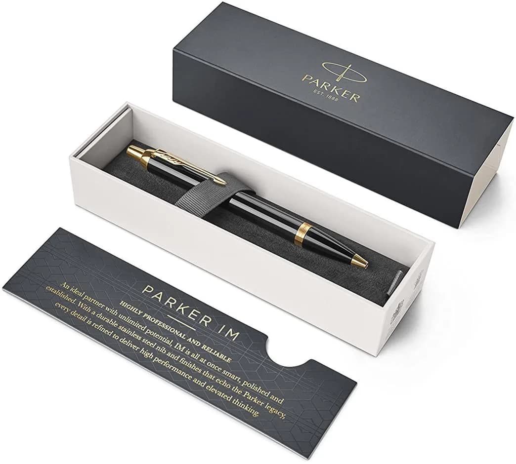 خودکار پارکر آی ام لاک مشکی گیره طلا – Parker IM Black Lacquer Gold Trim Ballpoint Pen