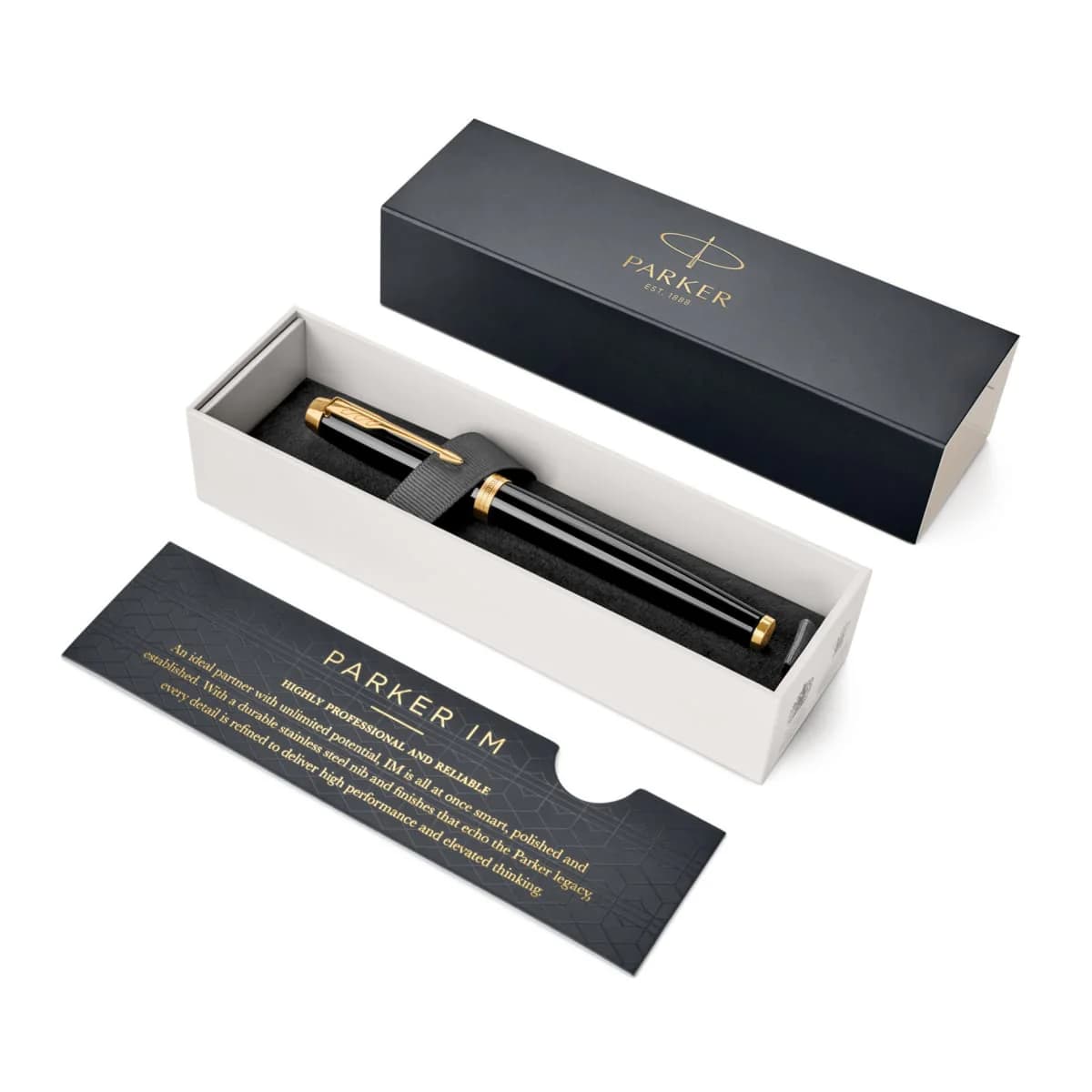 روان‌نویس پارکر IM لاک مشکی گیره طلا | Parker IM Lacquer Black GT Ballpoint Pen