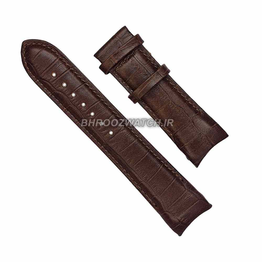 بند ساعت مچی چرم فیکس ژنو کاکائویی طرح دار سایز 24 — تصویر ۶