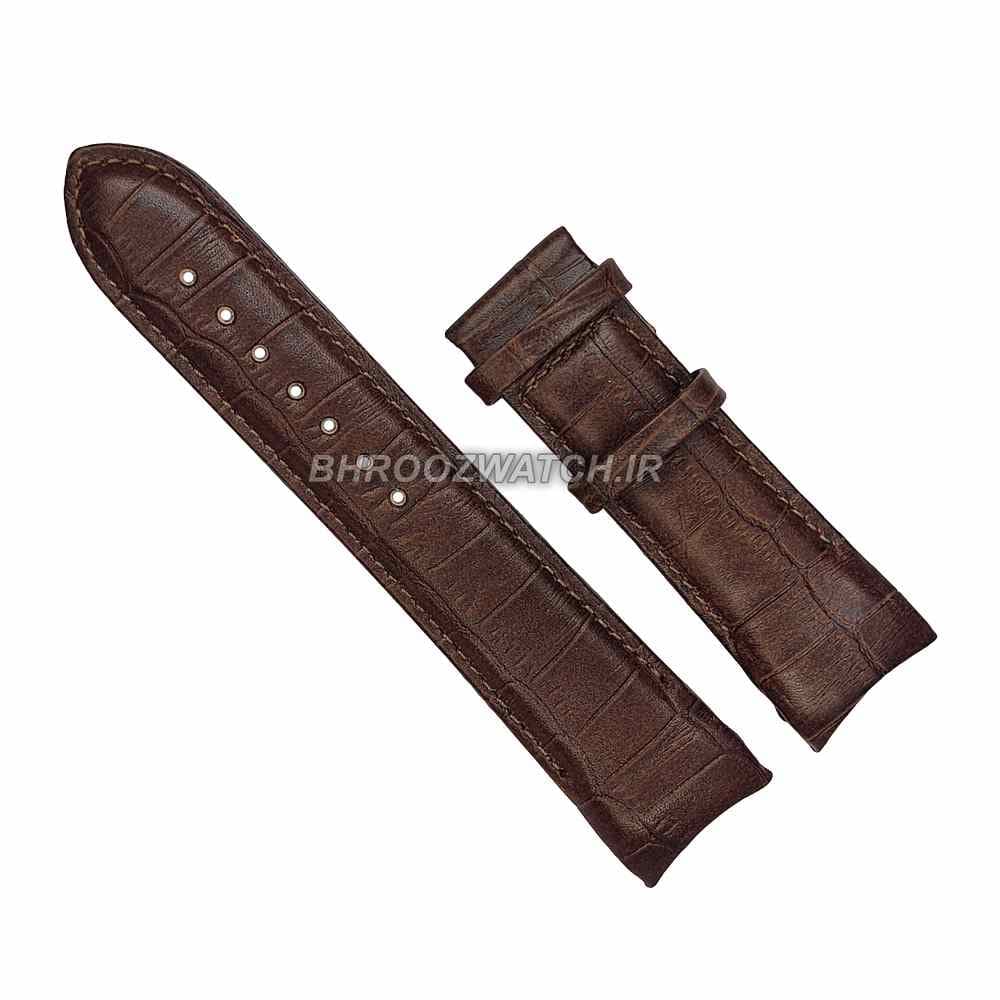 بند ساعت مچی چرم فیکس ژنو کاکائویی طرح دار سایز 24 — تصویر ۵