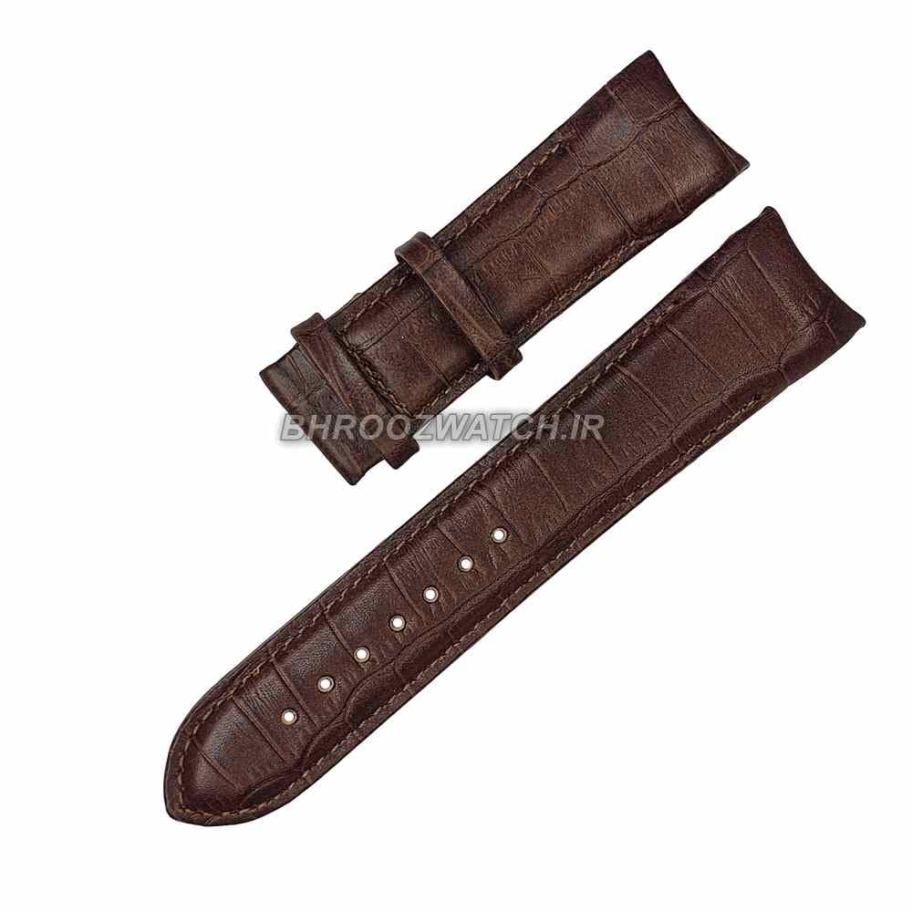 بند ساعت مچی چرم فیکس ژنو کاکائویی طرح دار سایز 24 — تصویر ۴