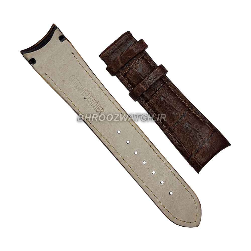 بند ساعت مچی چرم فیکس ژنو کاکائویی طرح دار سایز 23 — تصویر ۵