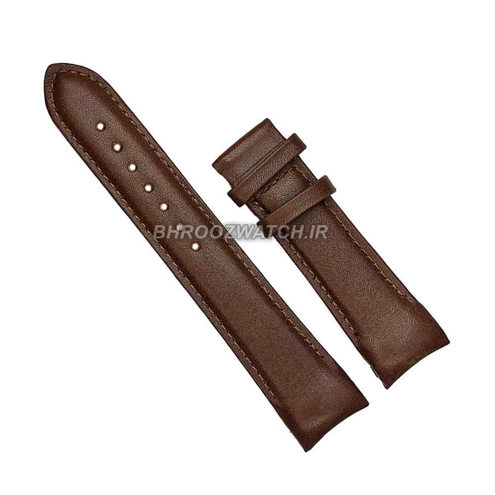 بند ساعت مچی چرم فیکس ژنو کاکائویی ساده سایز 22 — تصویر ۳