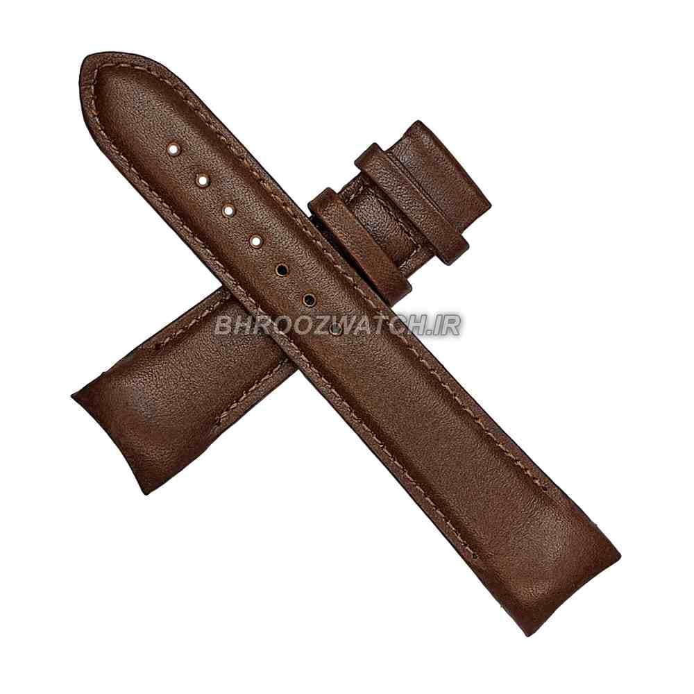 بند ساعت مچی چرم فیکس ژنو کاکائویی ساده سایز 22 — تصویر ۵