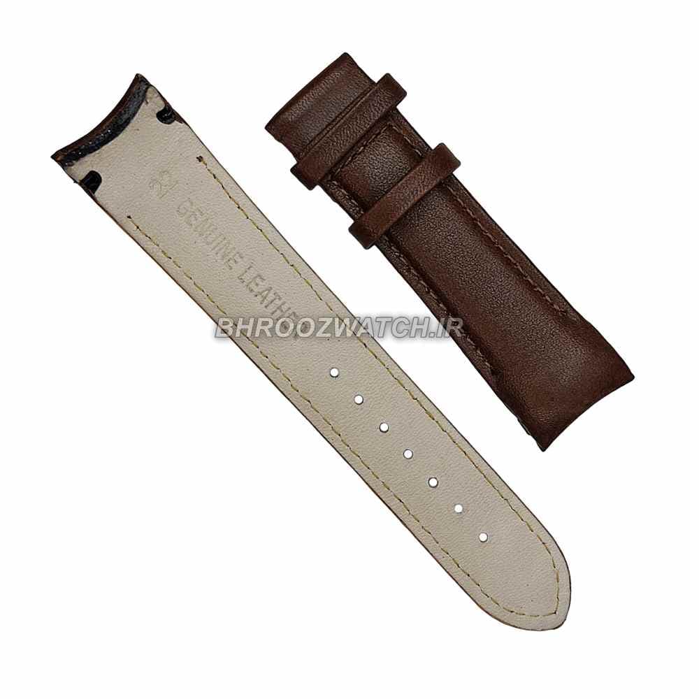 بند ساعت مچی چرم فیکس ژنو کاکائویی ساده سایز 22 — تصویر ۴