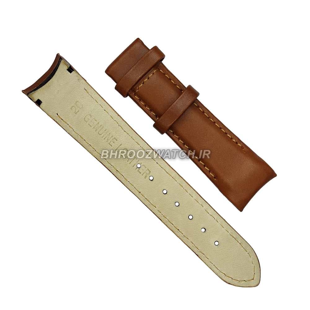 بند ساعت مچی چرم فیکس ژنو قهوه ای متوسط ساده سایز 20 — تصویر ۳