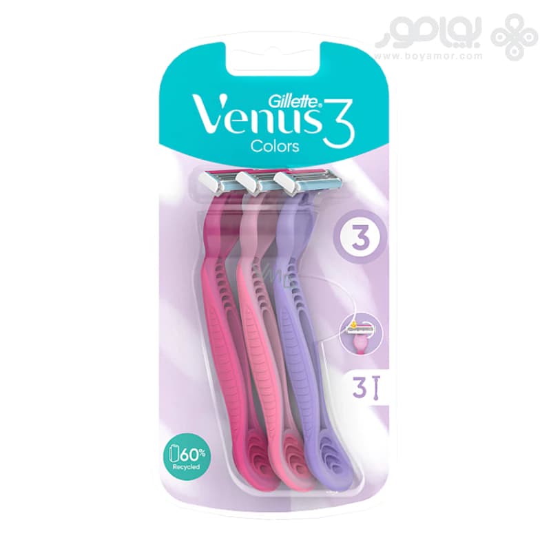 خودتراش ژیلت ونوس 3 تیغ سری COLORS بسته 3 عددی