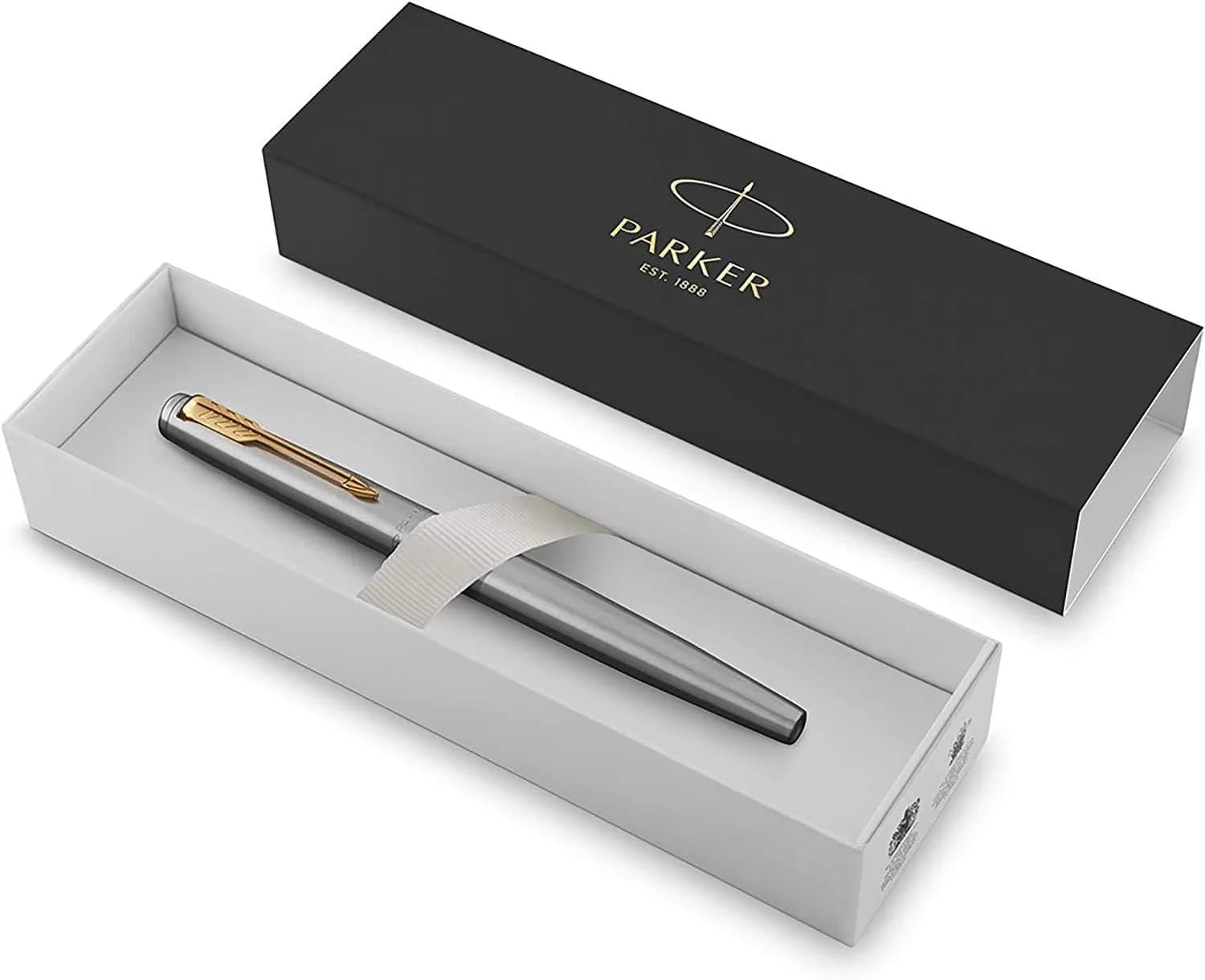 خودنویس ژوتر تمام استیل گیره طلا | Parker Jotter Stainless Steel Fountain Pen GT