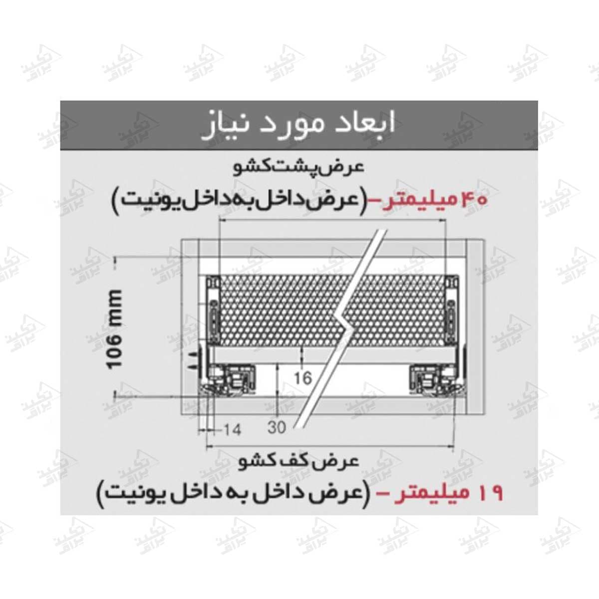 ریل بدنه دار اسلیم ارتفاع کوتاه فانتونی مدل B401~B405 — تصویر ۴