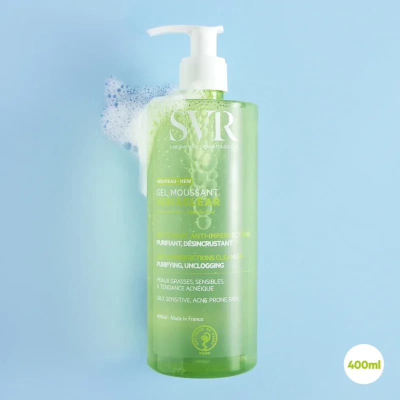 ژل شستشوی پوست چرب/مستعد آکنه و حساس سبیاکلیر اس وی آر Svr حجم 400ml — تصویر ۶