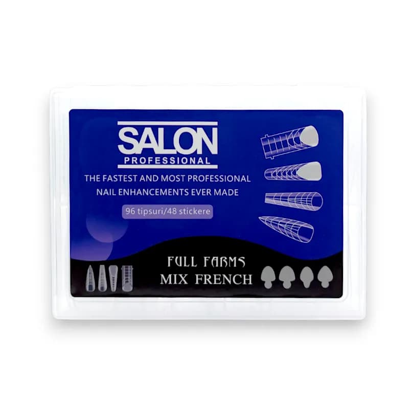قالب کاشت ناخن سالن Salon (آبی) | میکس، 96عددی | 48عدد اسمایل پیپیر