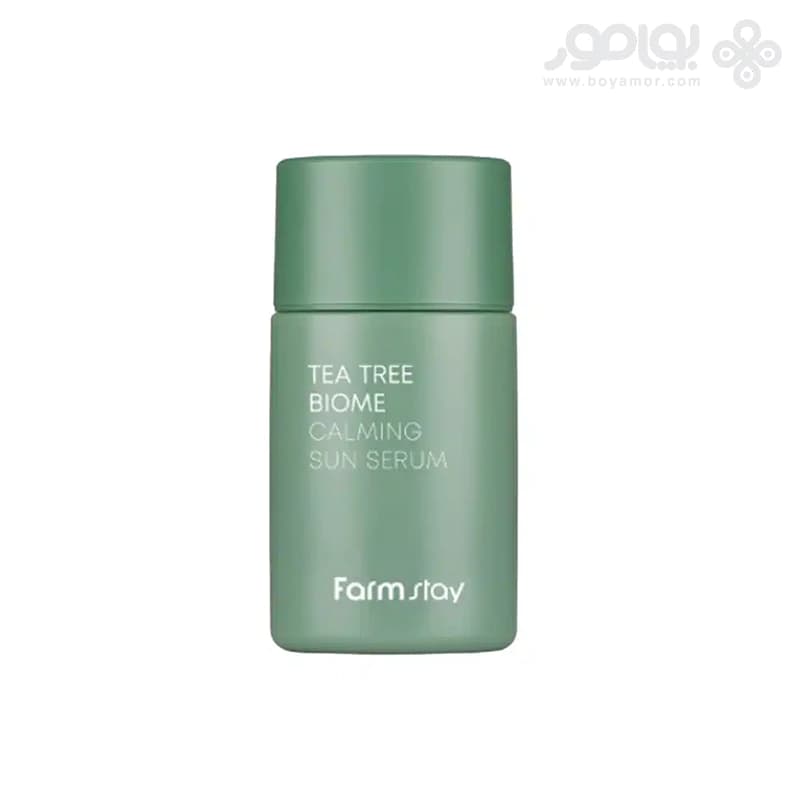 سرم ضد آفتاب تسکین دهنده و آبرسان فارم استی مدل TEA TREE BIOME