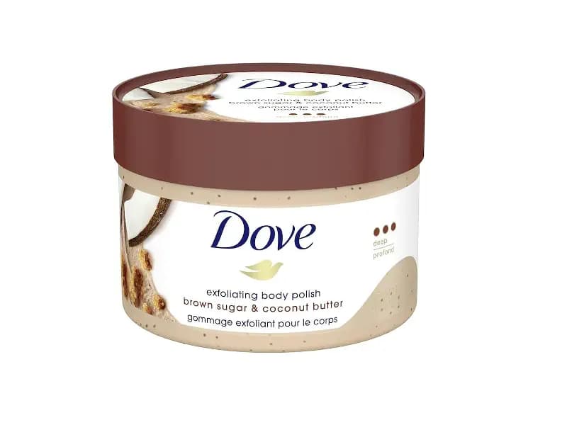 اسکراب و پولیش بدن داو اصل رایحه کوکونات و شکر قهوه ای 425 گرم Dove body scrub and body polish