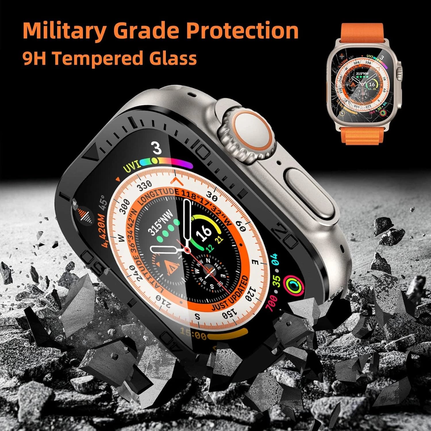 محافظ صفحه نمایش اپل واچ اولترا Apple Watch Ultra (49mm) Screen Protector Metal Guard — تصویر ۳