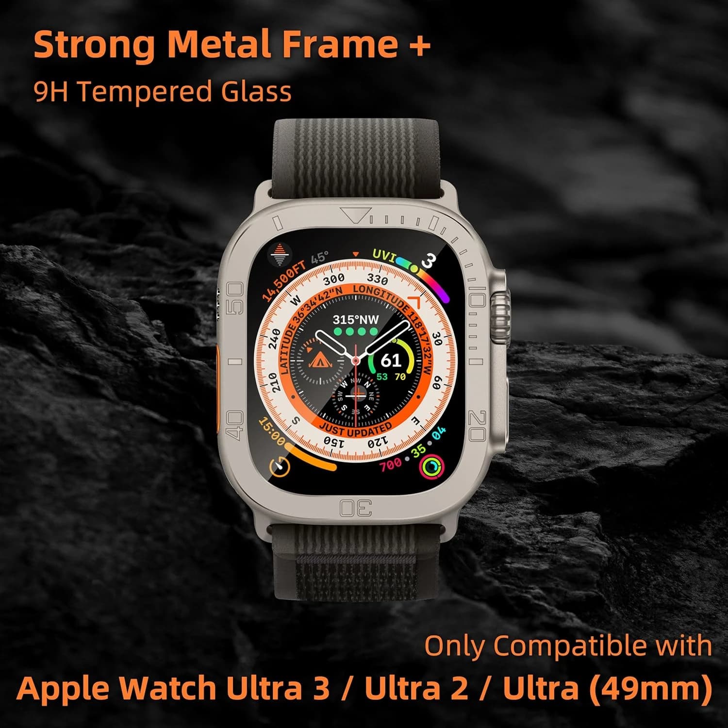 محافظ صفحه نمایش اپل واچ اولترا Apple Watch Ultra (49mm) Screen Protector Metal Guard — تصویر ۲