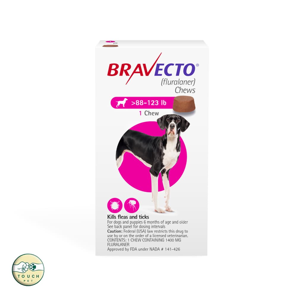 قرص ضد کک و کنه و انگل براوکتو (Bravecto Chews for Dogs) برای سگ 4۰ تا 56 کیلوگرم تک عددی