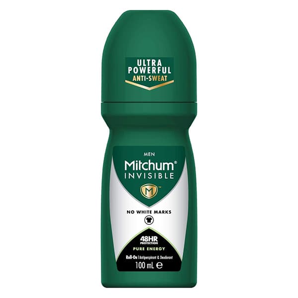 مام رولی مردانه میچام بدون سفیدی پیور انرژی 100 میل | Mitchum Men Anti-Sweat Roll-On No Whit Mark Pure Energy 100 ml