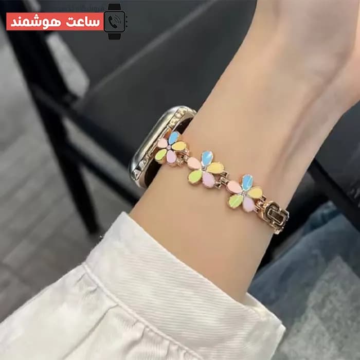 بند اپل واچ دیاموند گل بابونه۴ رزگلد کد 20862 — تصویر ۷