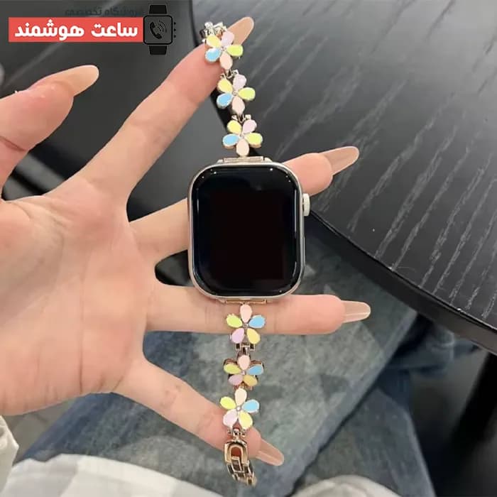بند اپل واچ دیاموند گل بابونه۴ رزگلد کد 20862 — تصویر ۳