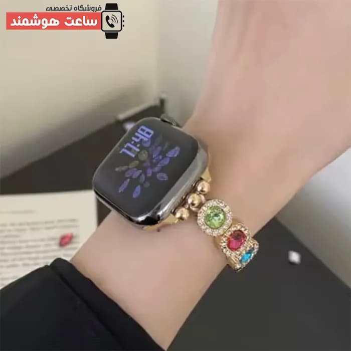 بند اپل واچ فول دیاموند کرون کد 20883 — تصویر ۴