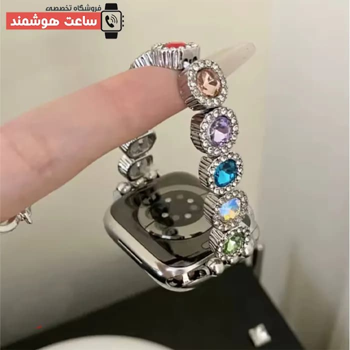بند اپل واچ فول دیاموند کرون کد 20883 — تصویر ۷
