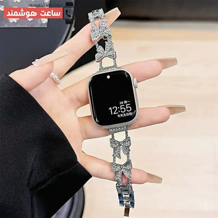 بند اپل واچ دیاموند پاپیون مینیمال کد 20885 — تصویر ۶