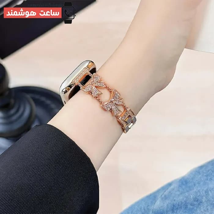 بند اپل واچ دیاموند پاپیون مینیمال کد 20885 — تصویر ۷