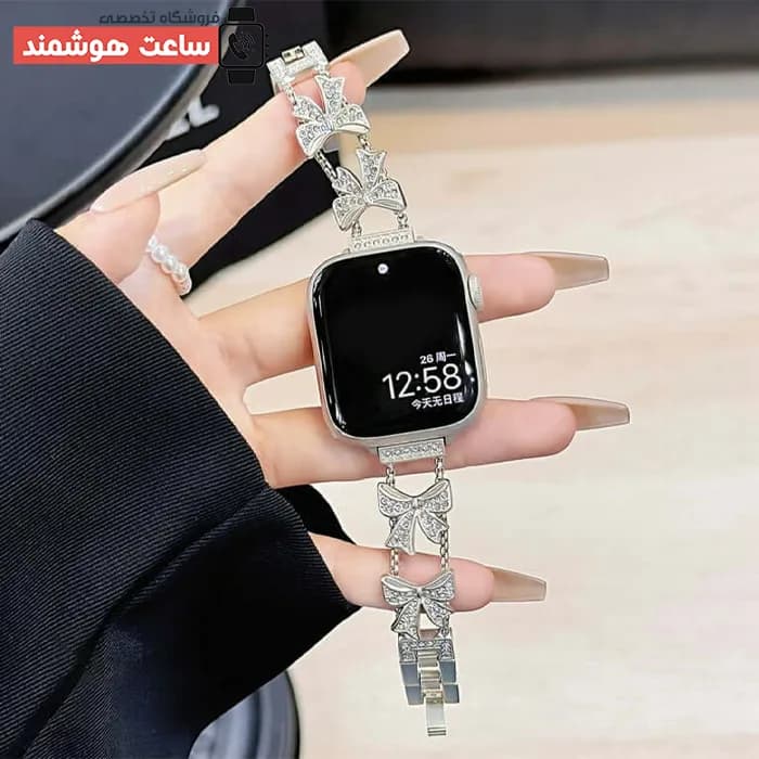 بند اپل واچ دیاموند پاپیون مینیمال کد 20885 — تصویر ۵