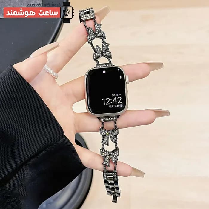 بند اپل واچ دیاموند پاپیون مینیمال کد 20885 — تصویر ۳