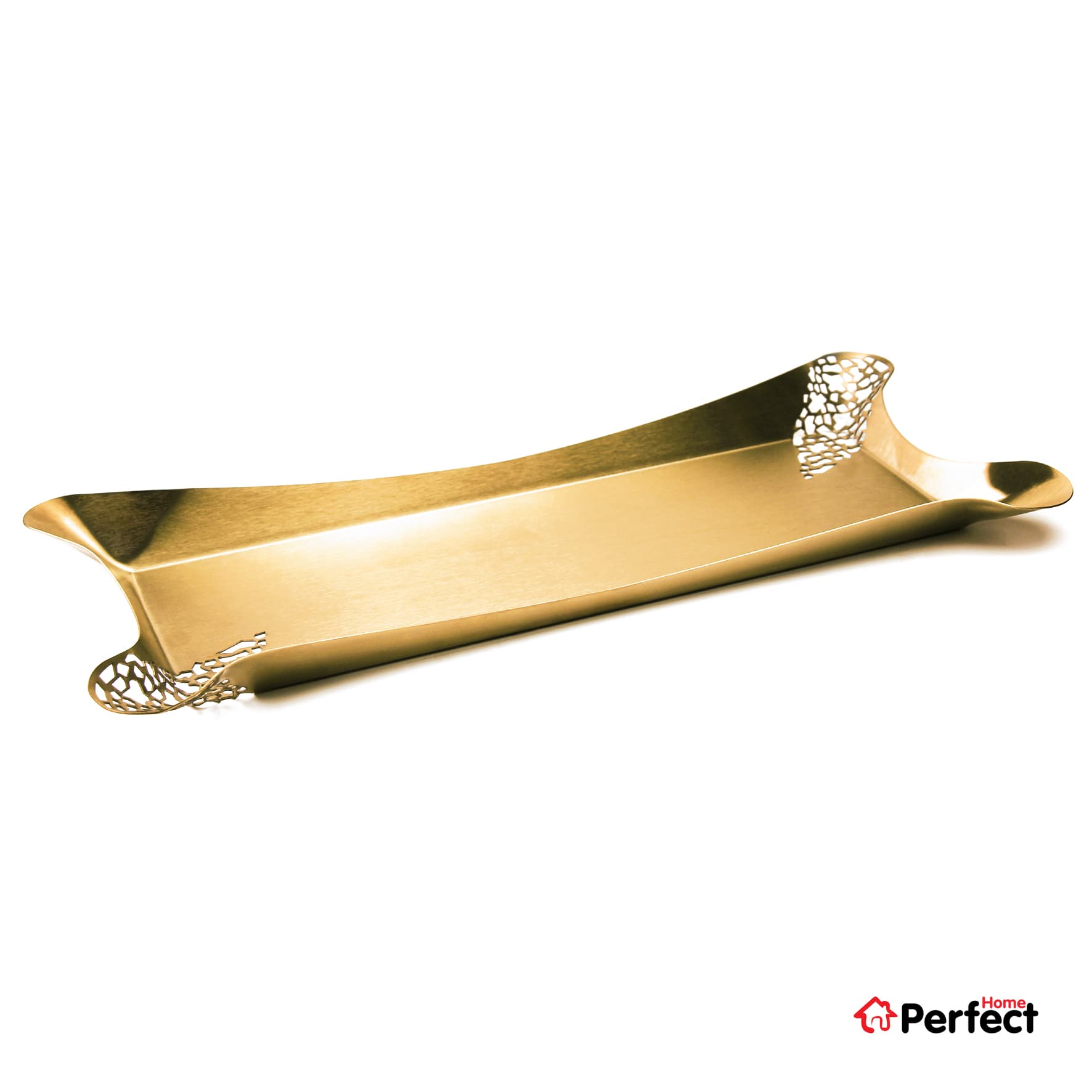 سینی استیل رولت خوری 2 گل طلایی Perfect home کد 2-G9181 — تصویر ۲